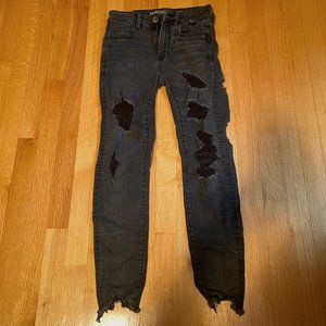 Black distressed women's jeans